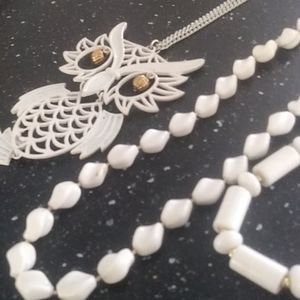 LOT White Necklaces+Post Earrings Vintage Bundle